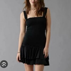 American Eagle Outfitters Black Tiered Mini Dress